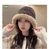 New Autumn Women Knitted Beanie Cap Rainbow Striped Beanies Hats Winter Warm Hip Hop Punk Reggae Skull Hat  Korea Style Gorro 1