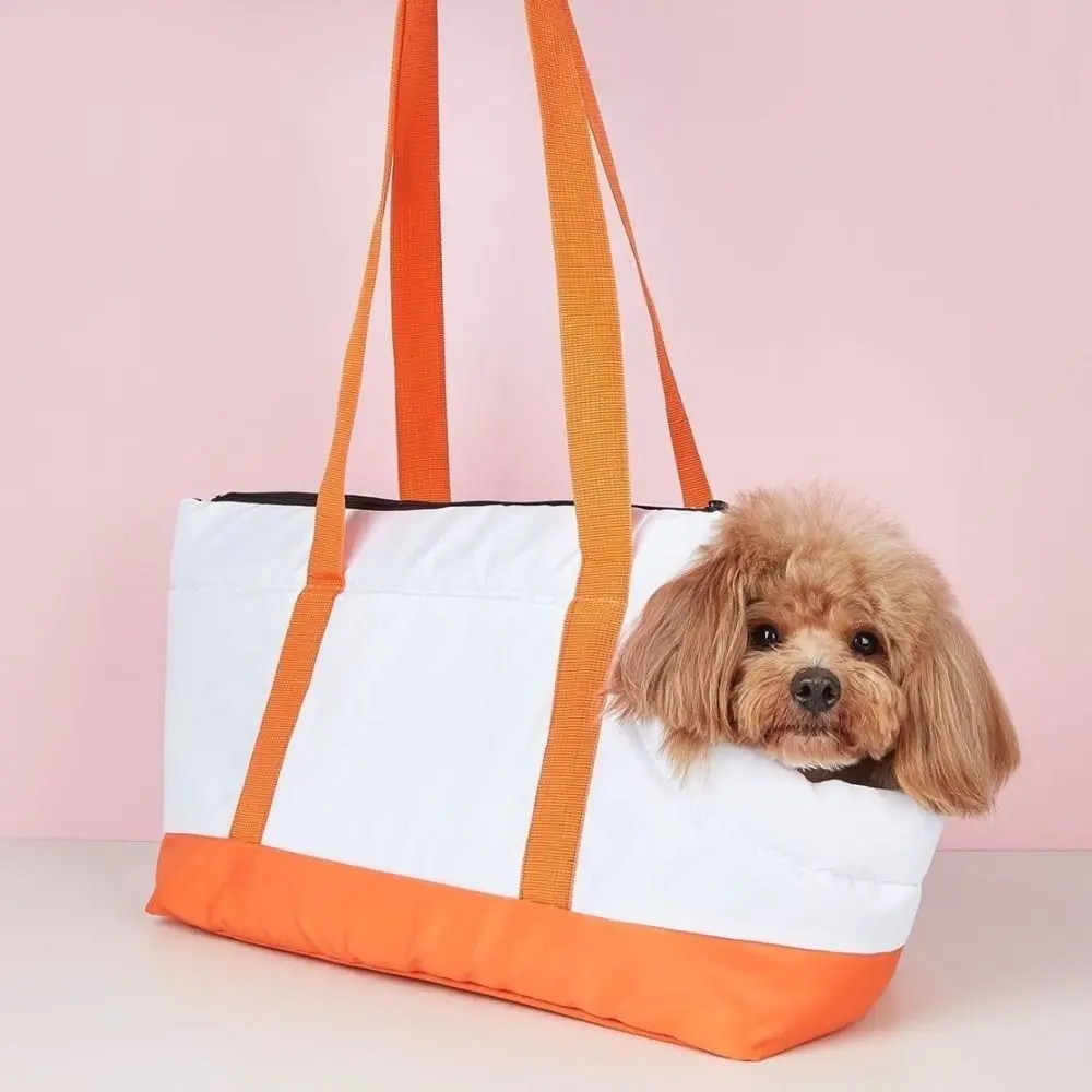 Portable Warm Pet Carrier Bag Waterproof Breathable Cat Sling Bag Foldable Color Block Pet Handbag Outdoor Activities