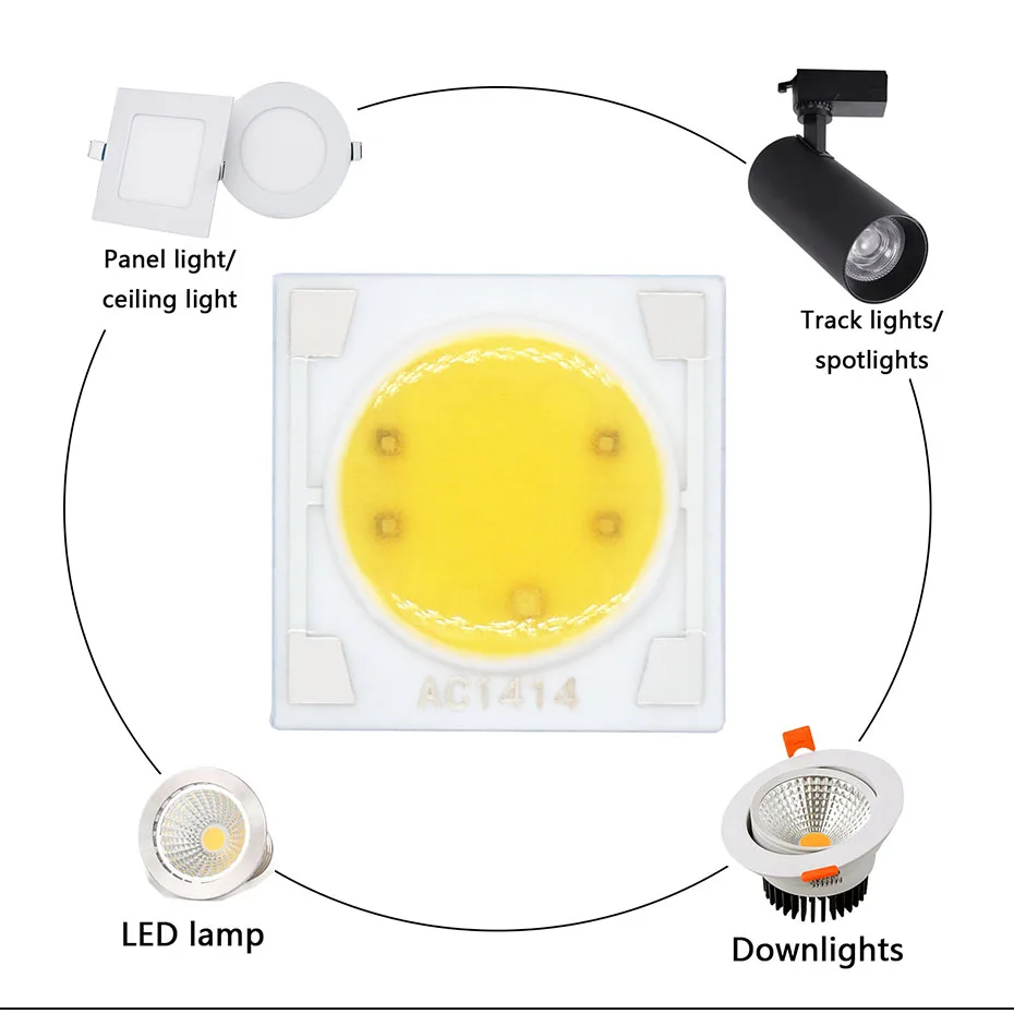 Description Picture 4 of item10pcs 3W 5W 7W 9W AC220V 14mm LED Source Chip Ceramics High Power LED COB Diode For LED Bulb FloodLight Spotlight Downlight DIY