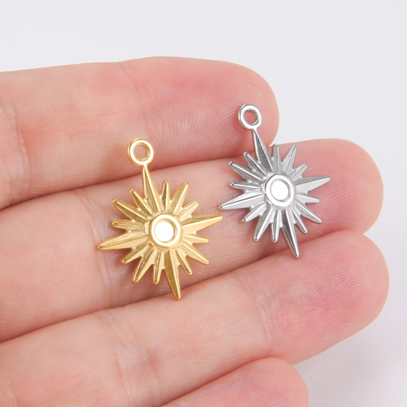 North Star Sun Stainless Steel Mini Pendant Charm