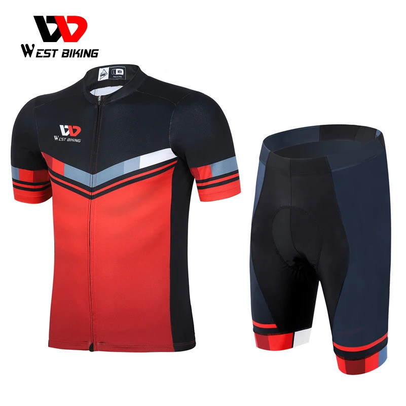 West Biking YP0204446 Sewing Fabric Robots Clothes | Cycling Jerseys Set | Short Sleeve Suit | Clothes Gel Pad - Cycling Sets