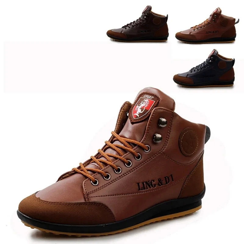

Retro Leather Boots for Men New in High Top Sneakers Luxury Autumn Winter New Men's Short Boots Man Footwear Casual Ankle Boots