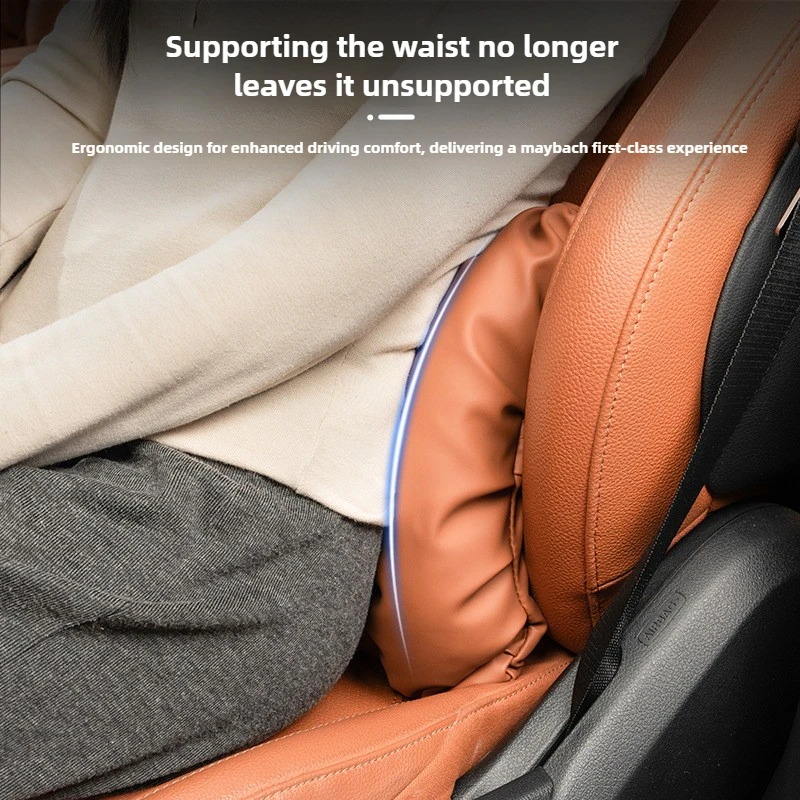 Car Headrest Lumbar Support Cushion Soft Comfortable Nappa Leather Car Neck Pillow Waist Pillow Car Interior Accessories