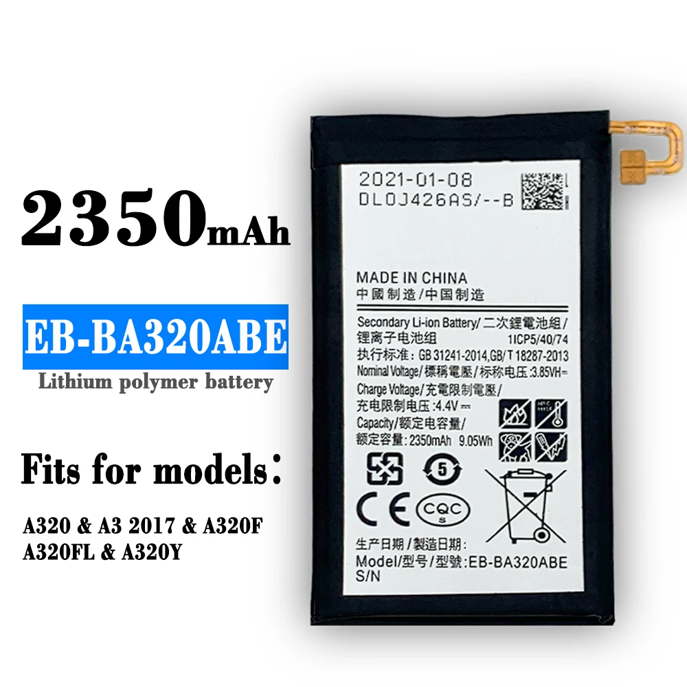 

SAMSUNG Orginal EB-BA320ABE 2350mAh Battery For Samsung Galaxy A3 (2017) A320 SM-A320F A320Y A320FL A320F/DS A320Y