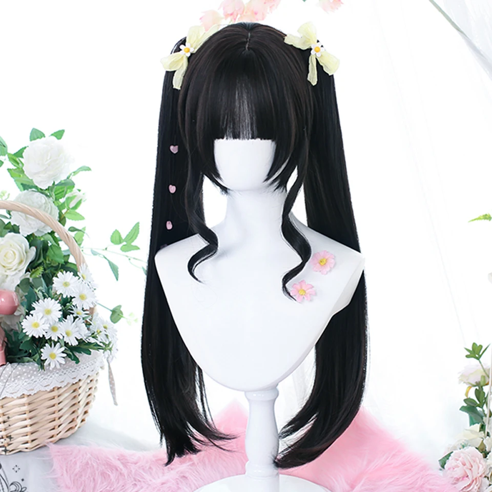 Synthetic Curly Ponytail Wig with Bangs for Women