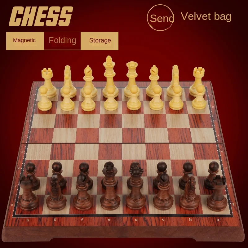 Chess Magnetic Children's Competition Training Special Chess, Wood Plastic Portable Small Folding Board, 24x21cm