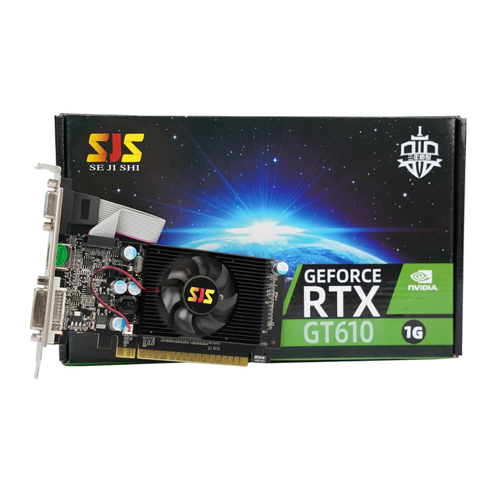 SJS – carte graphique GT 610, 1 go DDR3 64 bits, HDMI, DVI, VGA, pour PC de  jeu NVIDIA, GeForce GT610 1GD3, PCI-E2