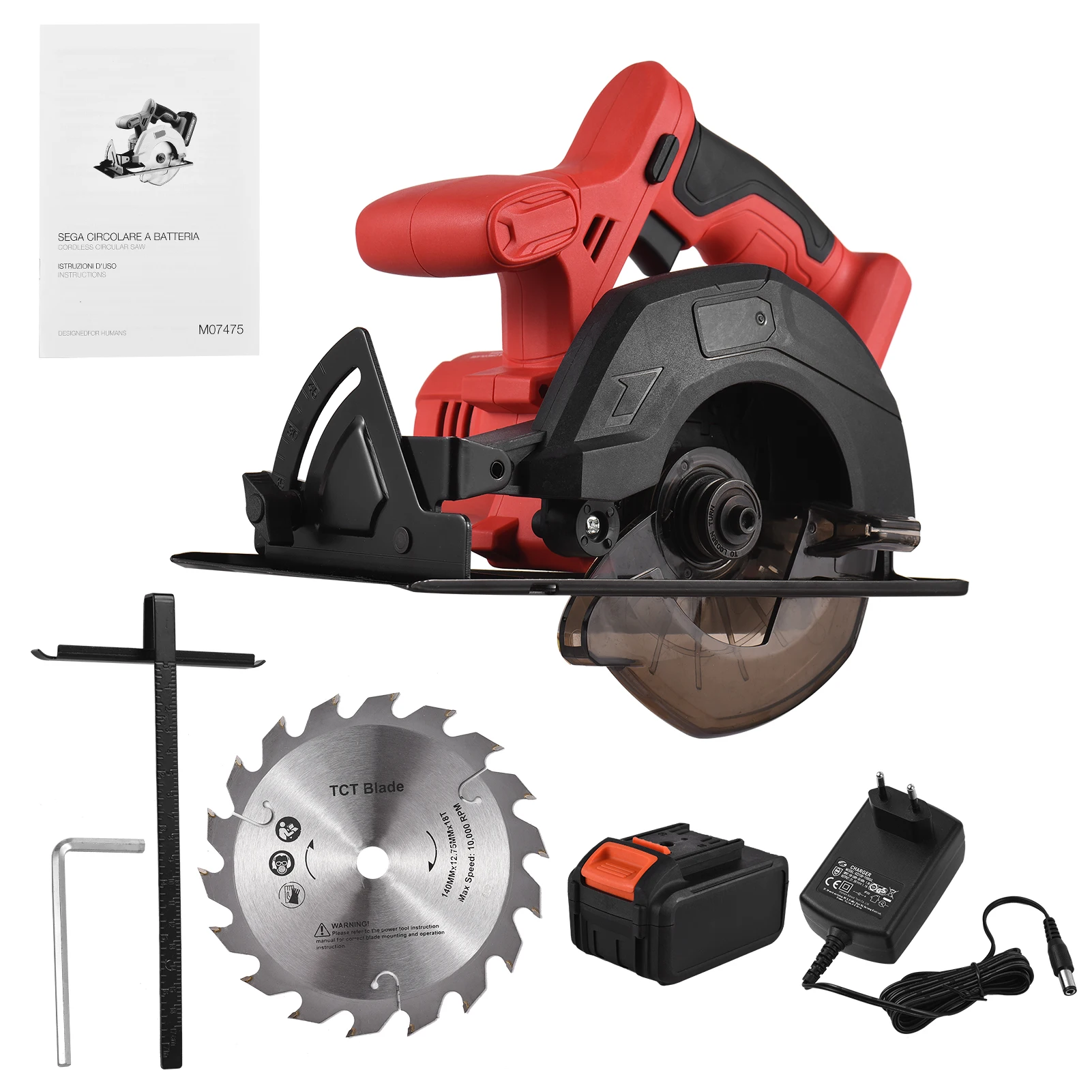 

20V 4.0Ah Cordless Electric Circular Saw with 18T Blade 140mm Saw Blade Adjustable Angle Cutting Woodworking Drillpro 3800RPM