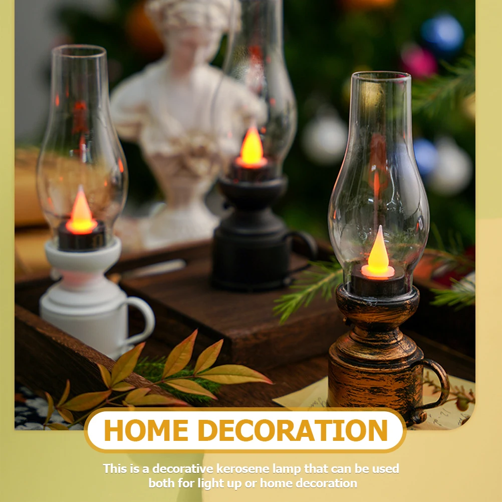 Oil Lamp Retro Flameless LED Rustic Kerosene Lantern Lamp Plastic Retro Oil Lamp Rustic Kerosene Lantern Lamp multiuse Oil - Image 5