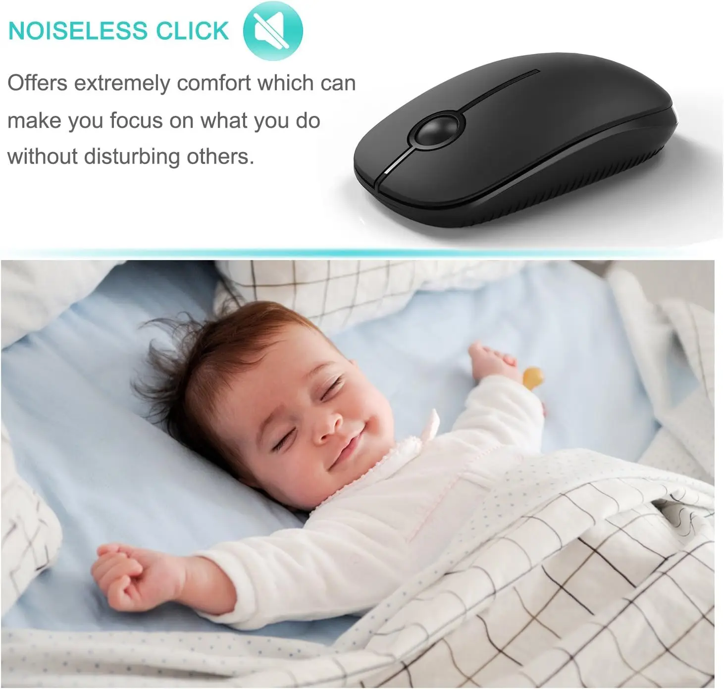 Slim Wireless Mouse Silent Cordless with USB Receiver Portable Travel Mouse for Laptop Desktop PC