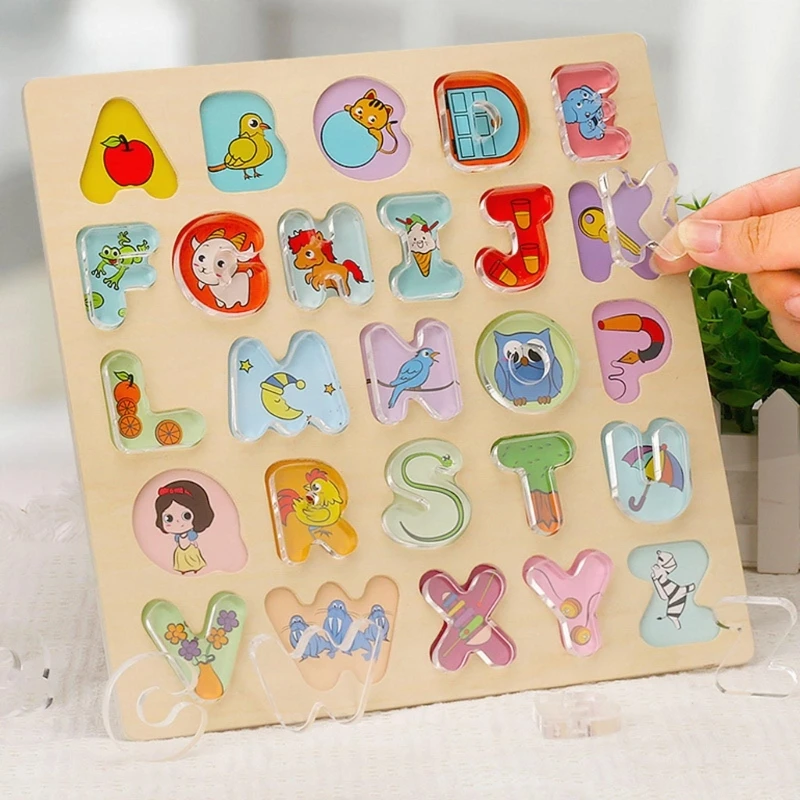 

Wooden Puzzle Alphabet Matching Board Toy English Learning Puzzle Board Kids Montessori Developmental Toy Toddler Gift