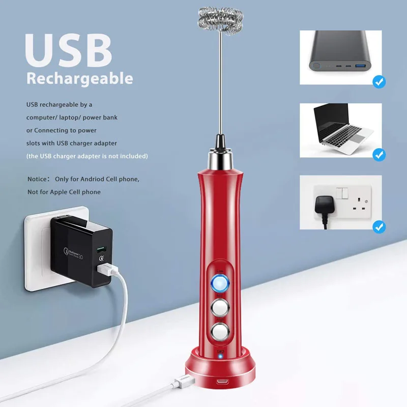 milk frother egg beater food mixer electric whisk handheld electric whisk Electric Egg Beater Milk Frother Foam Maker 3 In 1 USB Rechargeable High Speeds Drink Mixer Handheld Foamer Coffee Frothing Wand