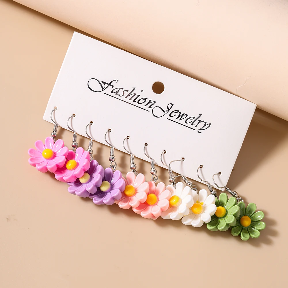 Aihua 10 stücke Neue Nette Mini Kawaii Blumen Ohrring Set Acryl Cartoon Blume Charme Ohrringe Frauen Mädchen Trendy Schmuck Geschenke