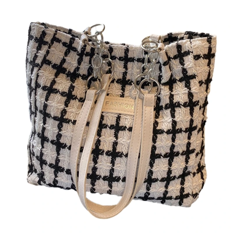 Women Plaids Tote Bag Stylish & Practical Handbag Nylon Bag for Work & Travel