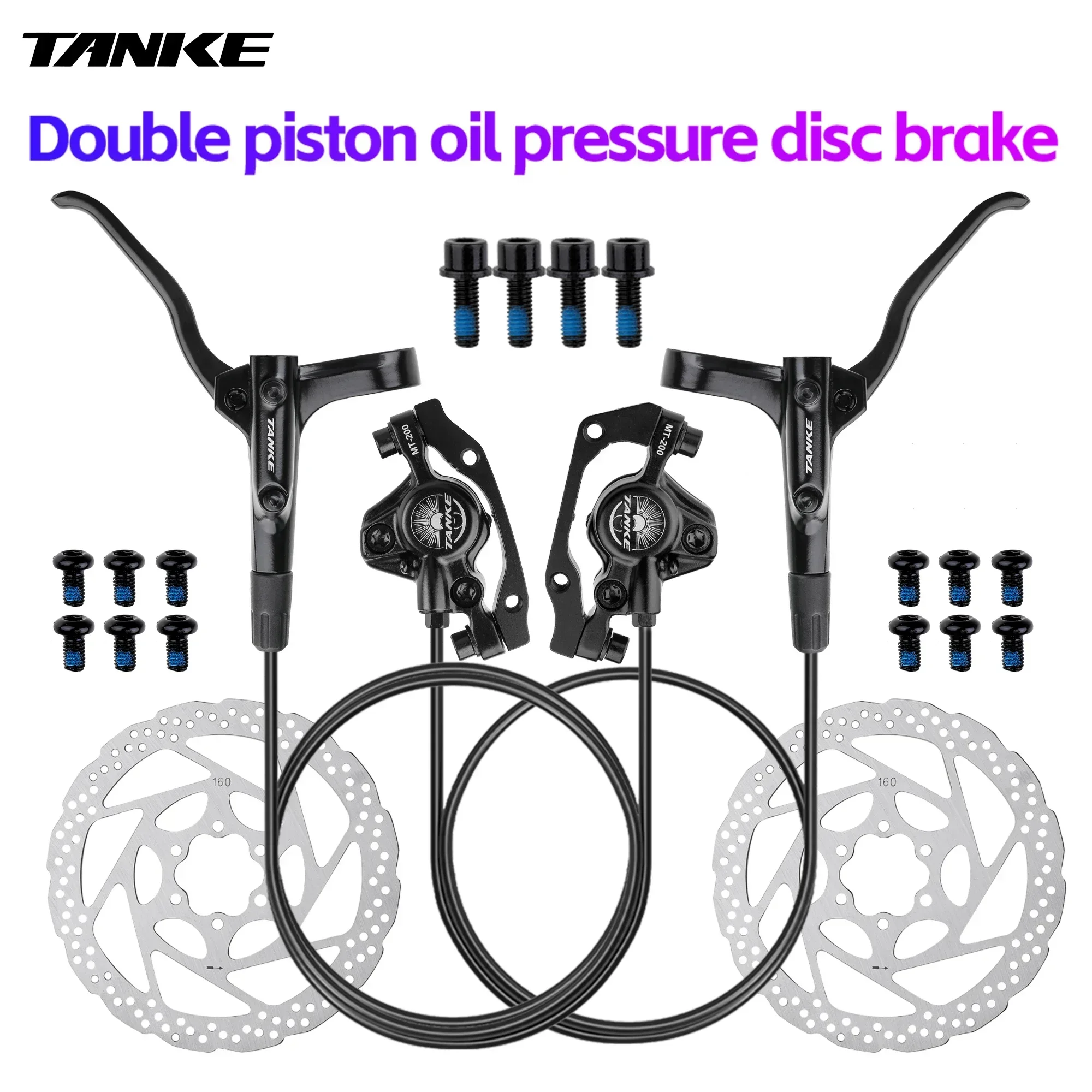 Bicycle Disc Brake TANKE MT200 Bike Hydraulic Disc Brake MTB Brake BL BR 800/1600mm Bicycle 2 Piston 3 Finger Steel Lever Bike Parts Upgrade