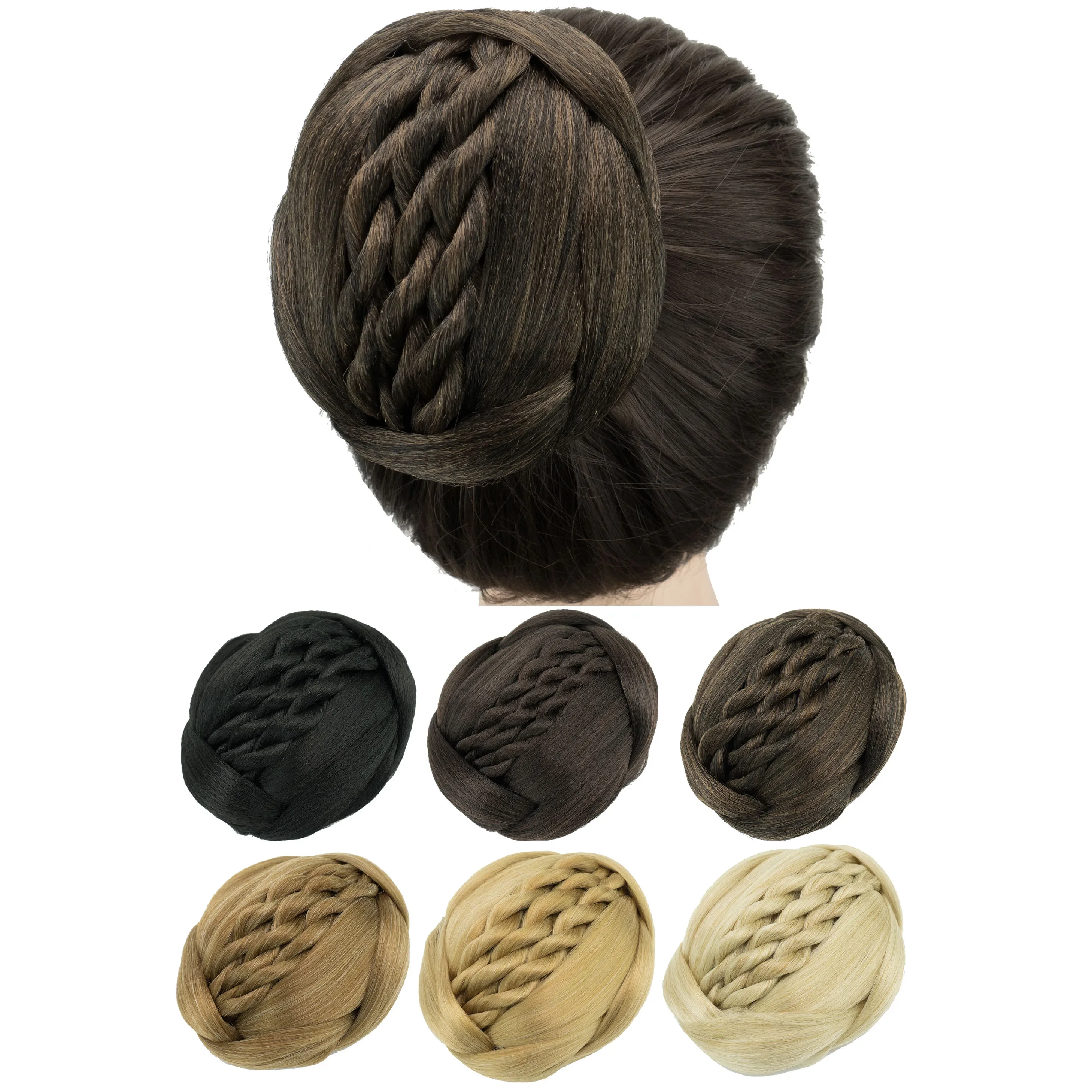 

Synthetic Hair Braided Chignon Black Clip In Hair Bun Women Donut Hair Cover Scrunchies Accessories Roller Hairpieces