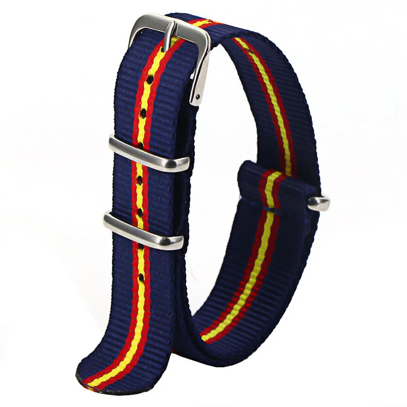 Nylon Army Sports Watch Strap – Black Adjustable Belt with Buckle