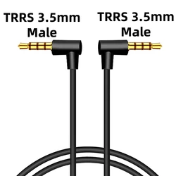 Right Angle 3.5mm Audio Cable - Universal Stereo AUX Cord - 1m (4Pole TRRS 3.5 M - M)