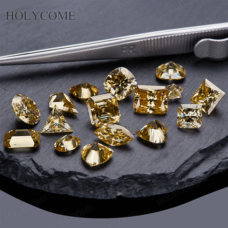 Neues Champagner-Moissanit-Kissen, Prinzessin-Herz, oval, Birne, Marquise Asscher, strahlender Smaragd, Drachen, Dreieck, Billion, Brillantschliff – Detail 6