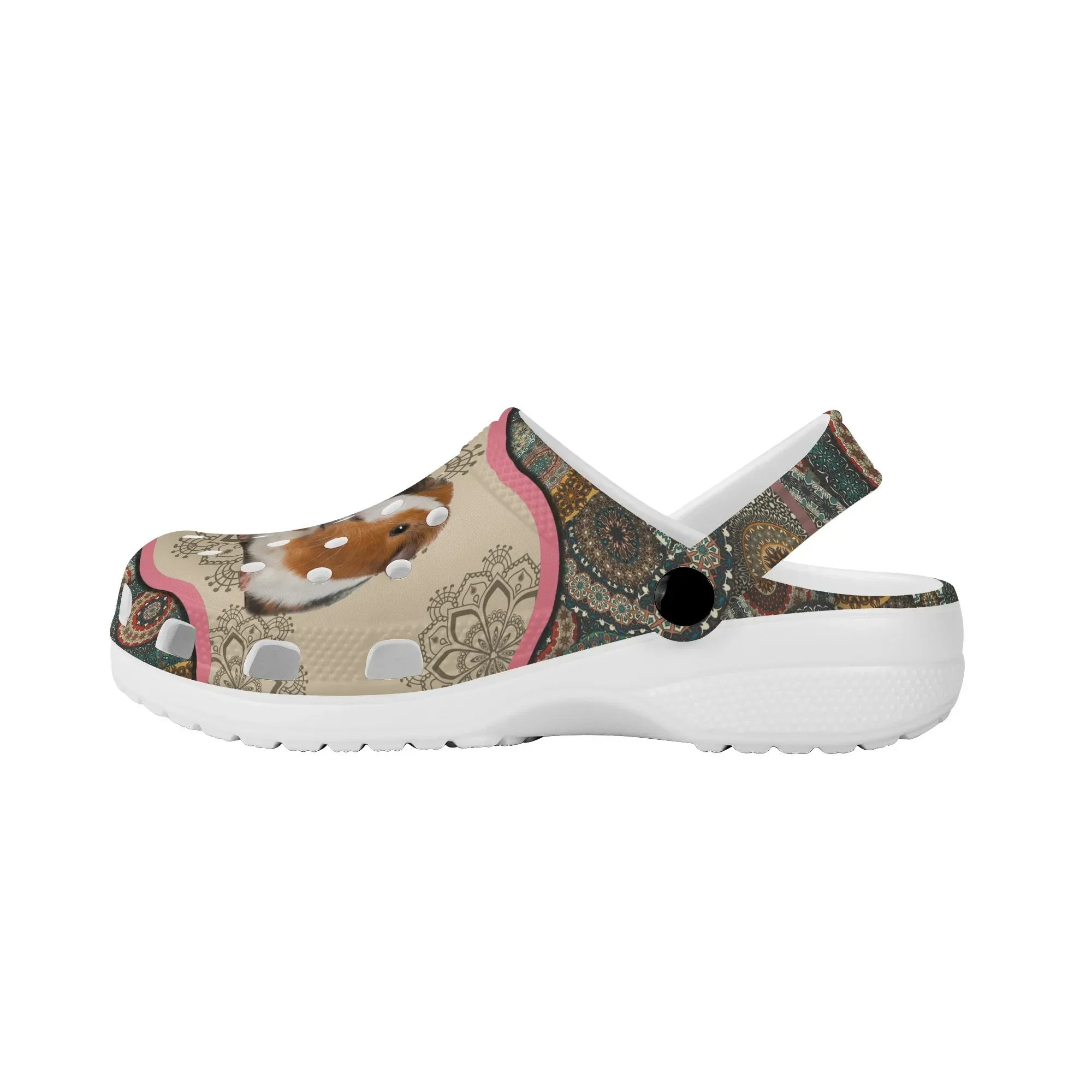Guinea Pig Tribal Design Casual Sandals Outdoor Indoor Non-slip Heel Strap Garden Shoes Lightweight Flats Slippers Female