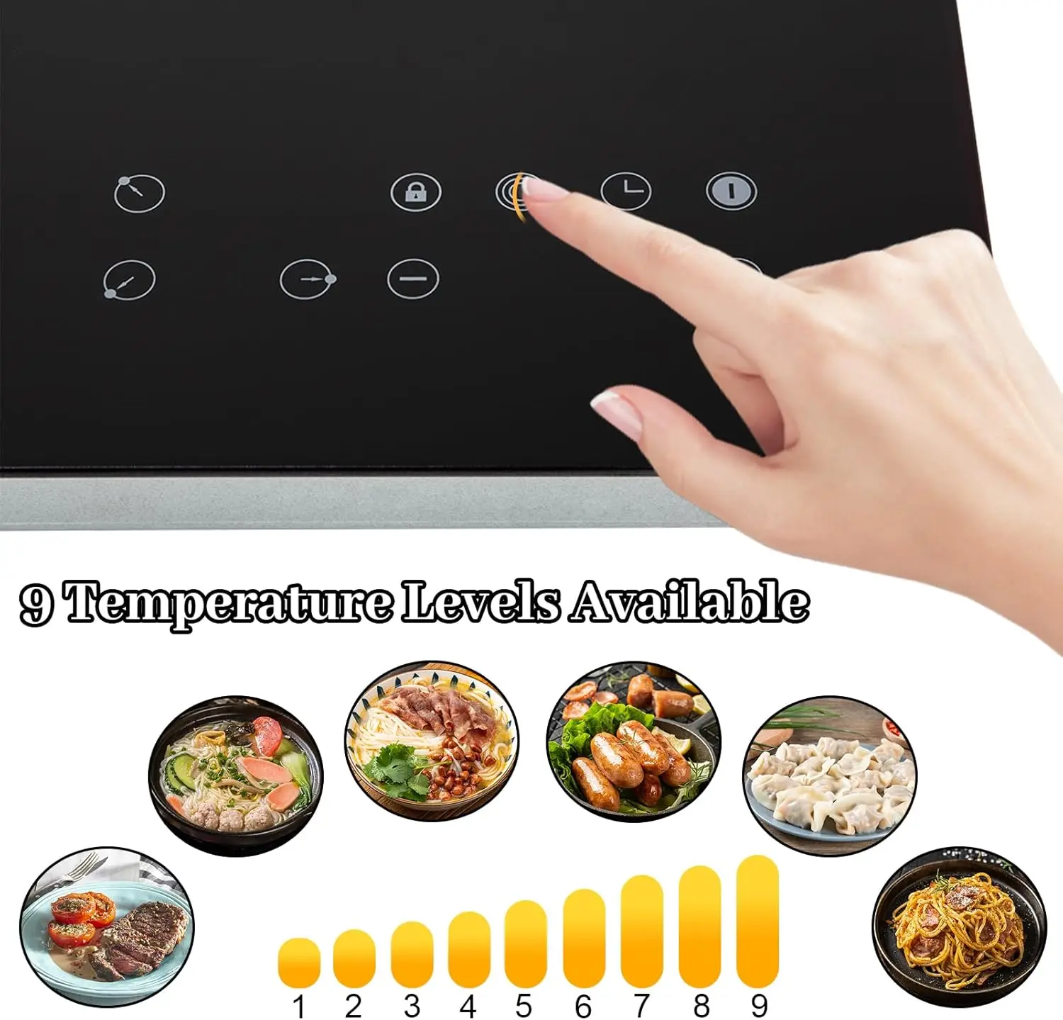 3000W 110V Cooktop Portable 4 Burners Electric Built-in Cooktop Sensor Touch Control Countertop Electric Hot Plate with Kid Safe 5