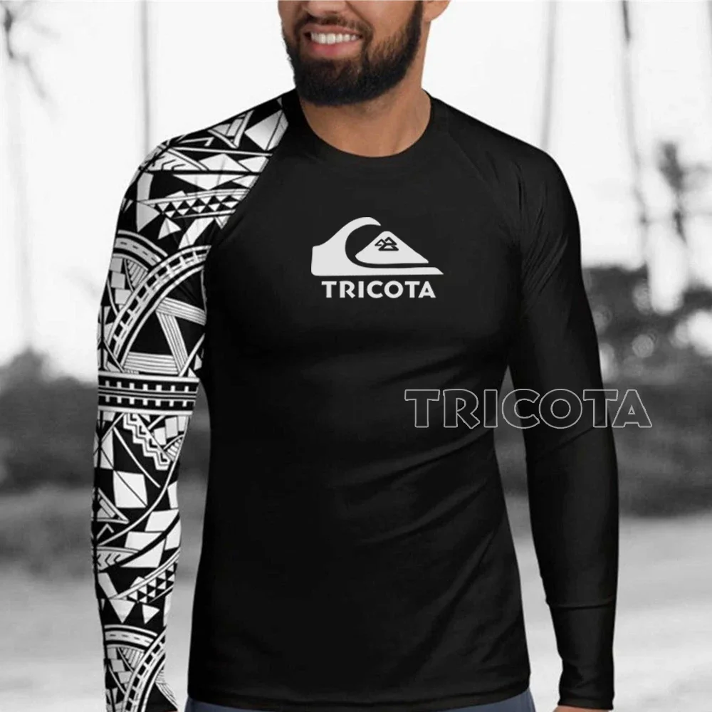 Men's Long Sleeve Surfing Shirt Rashguard UV Sun Protection Basic Skins Surfing Suit Swimwear T-shirt UPF Diving Gym Clothes