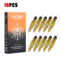 10pcs Yellow Dragonfly Tattoo Cartridge Needle 1 3 5 7 9 11 13 14 15 RL RM RS M1 For Tattoo Machine Pen Needle Accessories 1