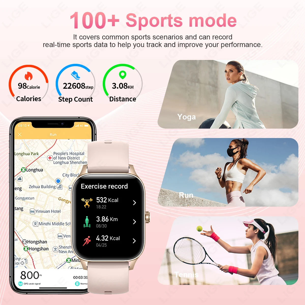 Fashion Smart Watch Men Women HD Screen Custom Watch Face