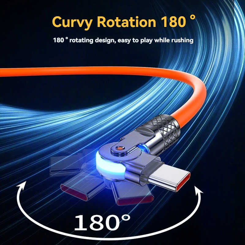 รูปสินค้า สายชาร์จ USB-C 60W หมุนได้ ชาร์จเร็ว ซิงค์ข้อมูล