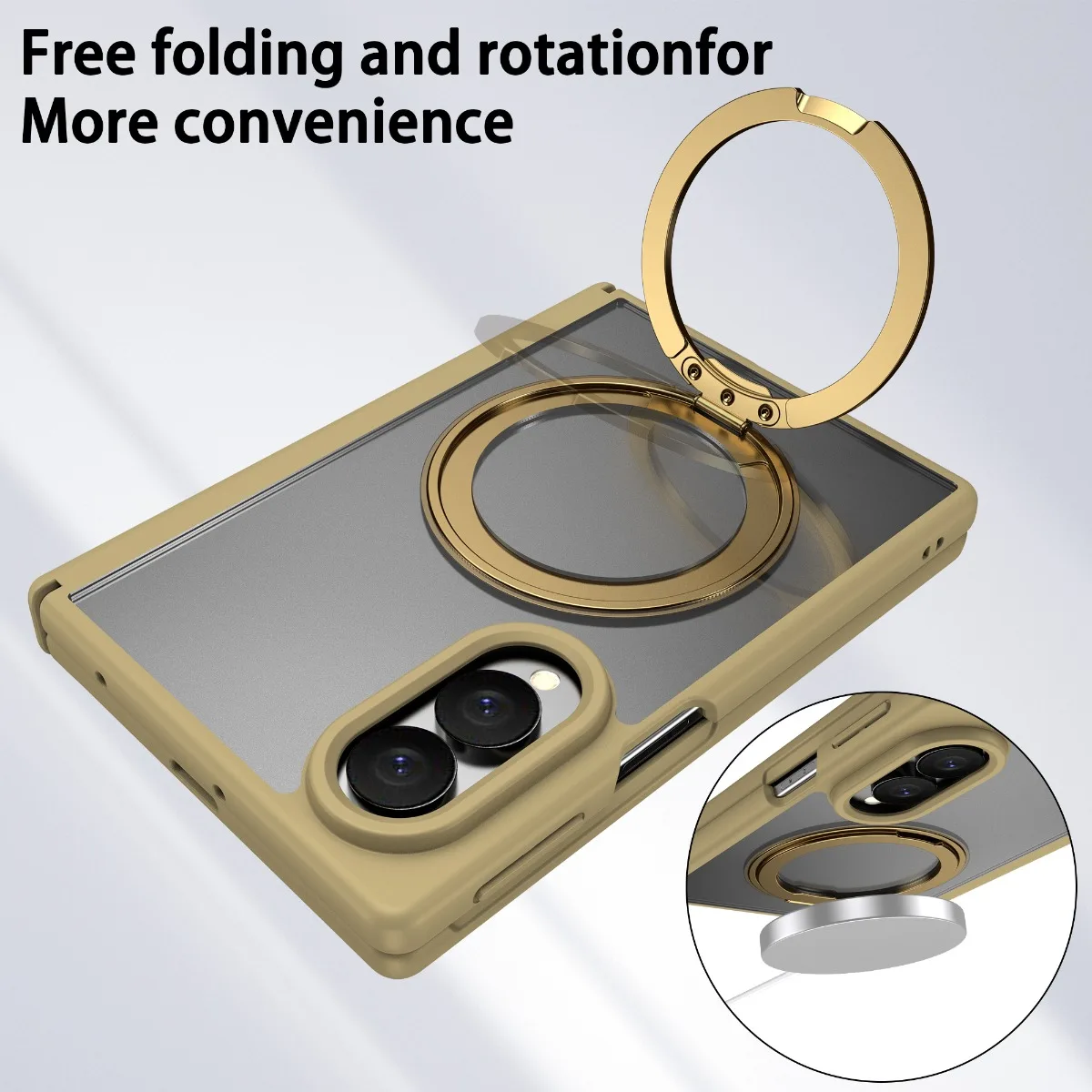 Luxury Magnetic Rotating Phone Stand Case with Hinge Protector and Wireless Charging Compatibility