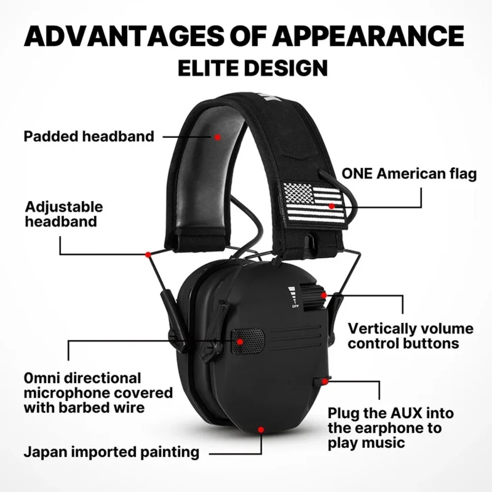 New Tactical Headphones Electronic Hearing Protection Foldable Headphones Active Noise Cancellation Hunting Earmuffs Bag wireless headphones electronic earmuffs tactical headset noise cancelling headphones