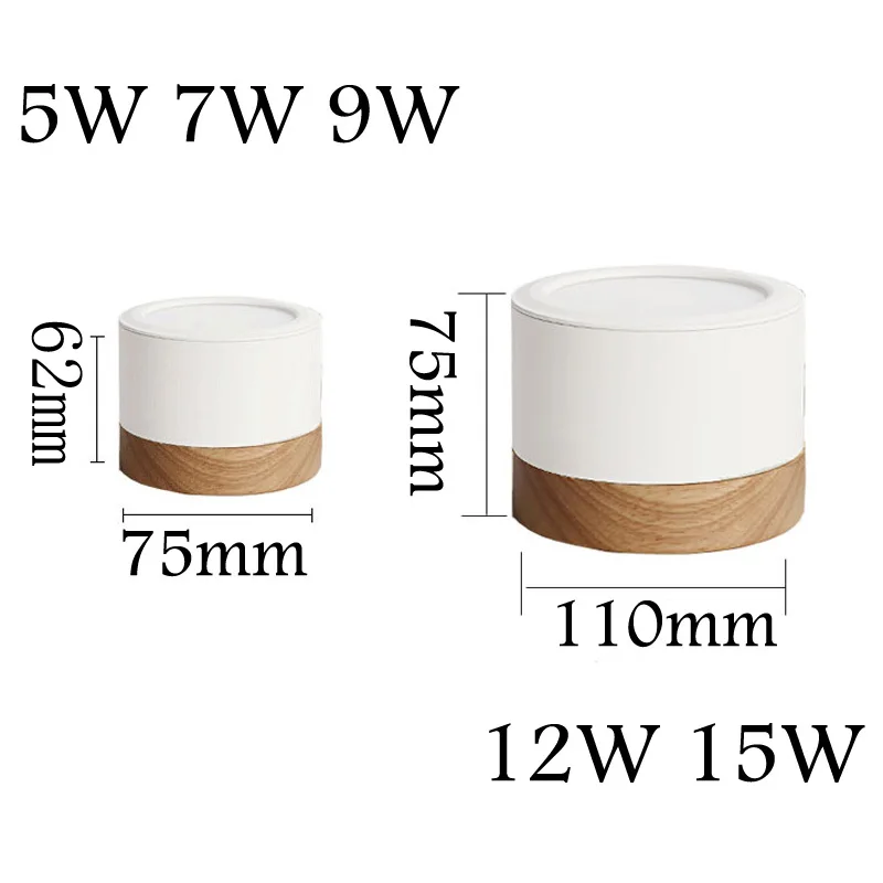 LED 다운라이트 AC85-265V 5W 7W 9W12W 15W Led 표면 장착 천장 다운라이트 실내 로비, 거실용 북유럽 스포트라이트