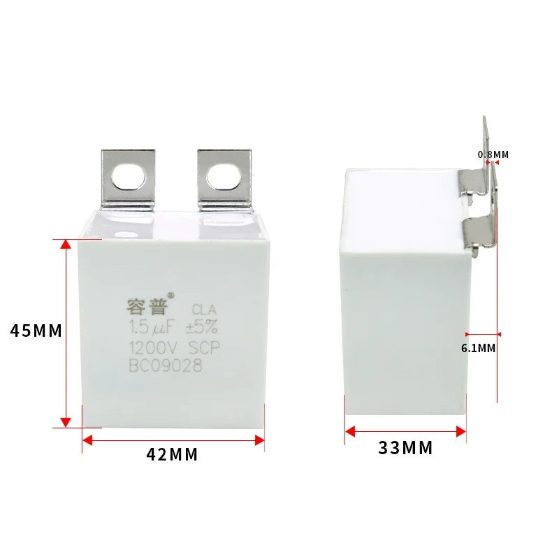 

IGBT surge absorption capacitor 1200V 1UF 1.5UF 2.0UF 2.5UF 3.0UF square insensitive thin film capacitor