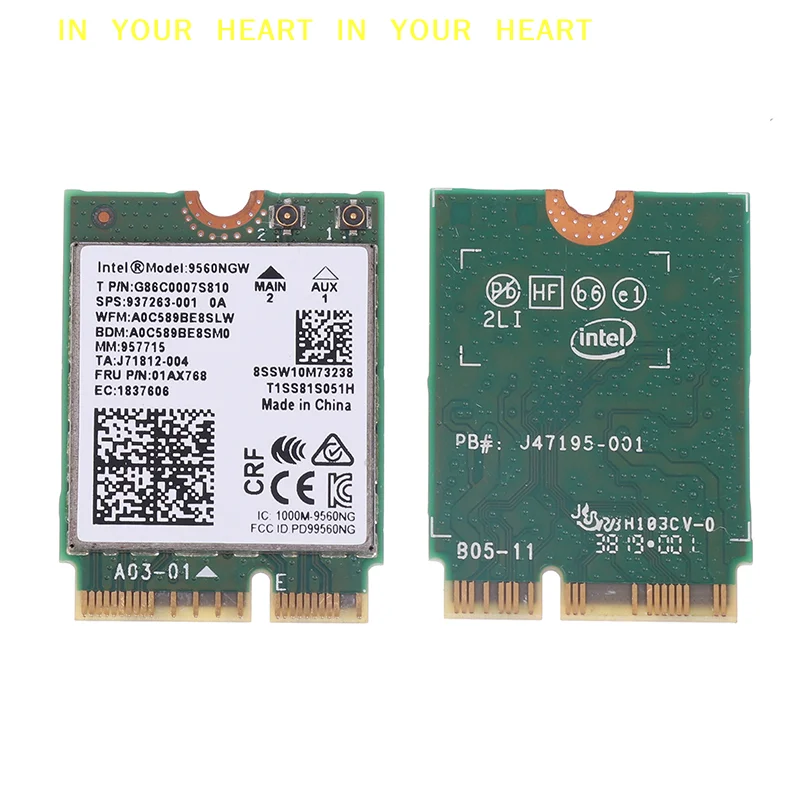 【X】9560NGW WiFi 카드+안테나 1733Mbps 무선 AC 9560 듀얼 밴드 2.4G/5G BT 5.0 802.11Ac M.2 CNVI 9560NGW 무선 어댑터