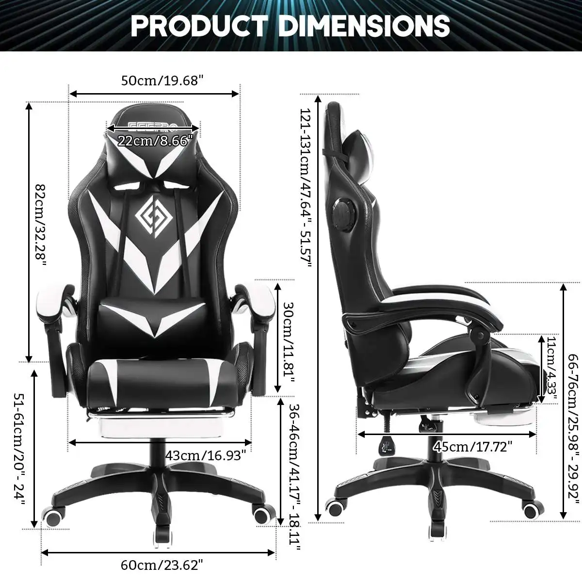 RGB Gaming Chair with Bluetooth & Massage 6