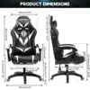 135 Degrees Gaming Chair RGB Light Office Chair Bluetooth Speaker Gamer Computer Chair Ergonomic Swivel 2 Point Massage Recliner 6