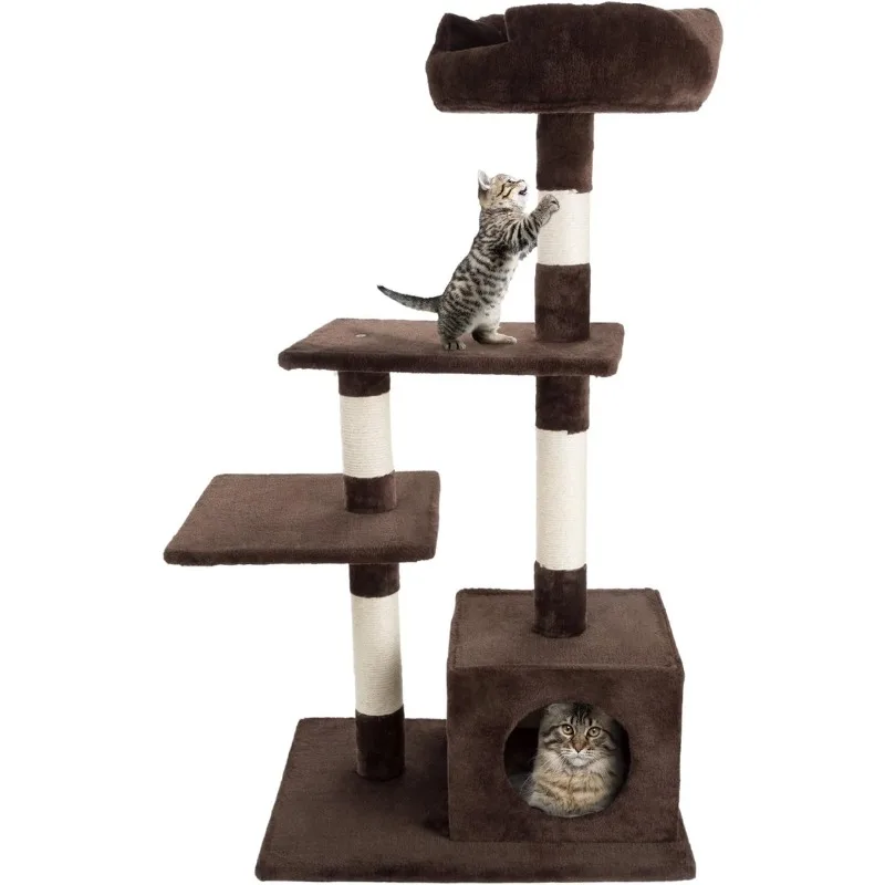 

Cat Tree- Plush Multi-Level Cat Tower with Sisal Scratching Posts,Perch Platforms and Penthouse Condo for Cats