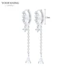 YUXINTOME 1 PC 925 en argent Sterling aiguille d'oreille coloré Zircon chaîne gland boucles d'oreilles pour les femmes deux trous boucle d'oreille bijoux A45