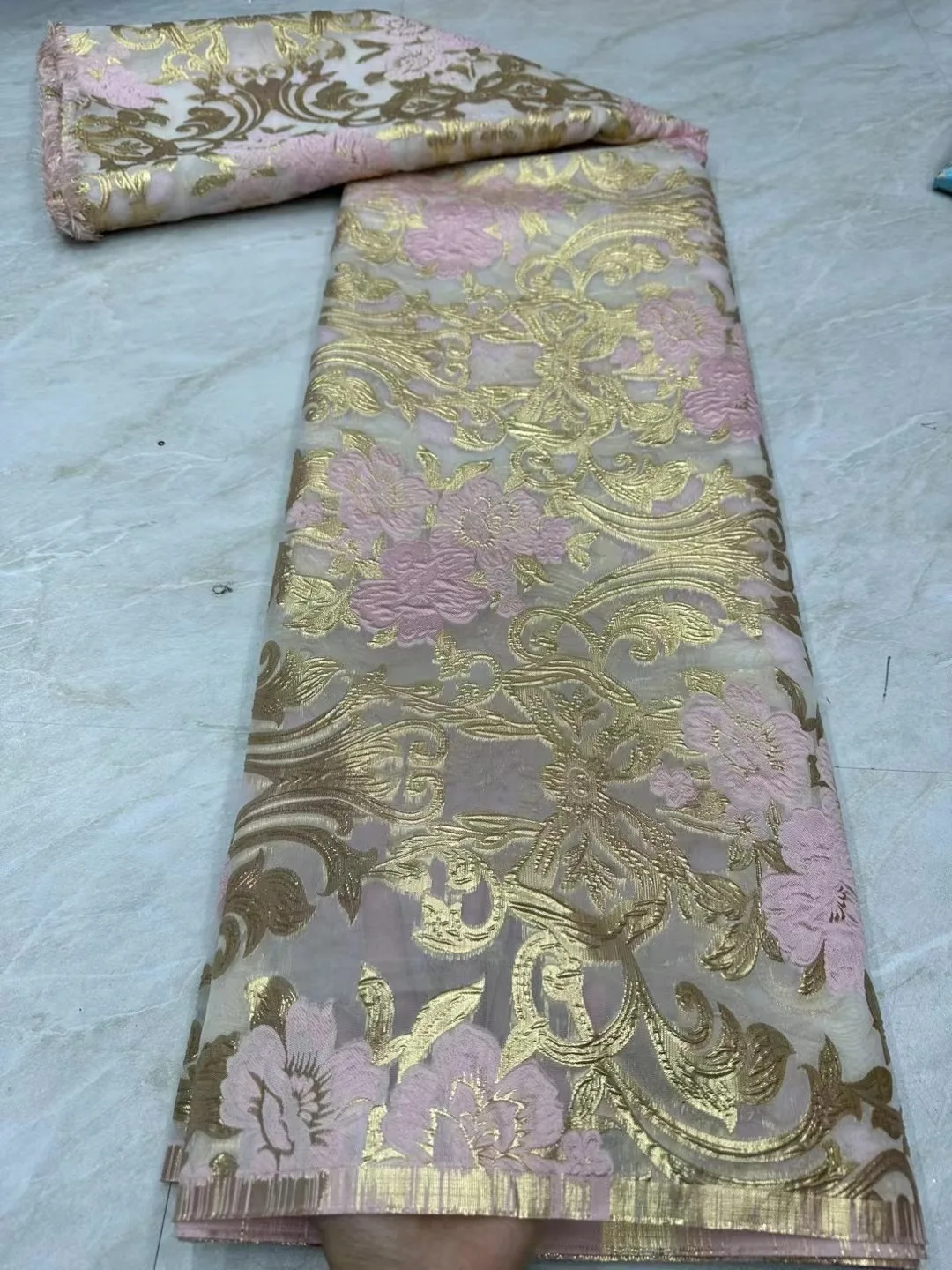 

Brocade Lace Fabric 2024 High Quality Jacquard Organza Fabric African Lace Fabric 5yards Evening Dresses for Women CW5851