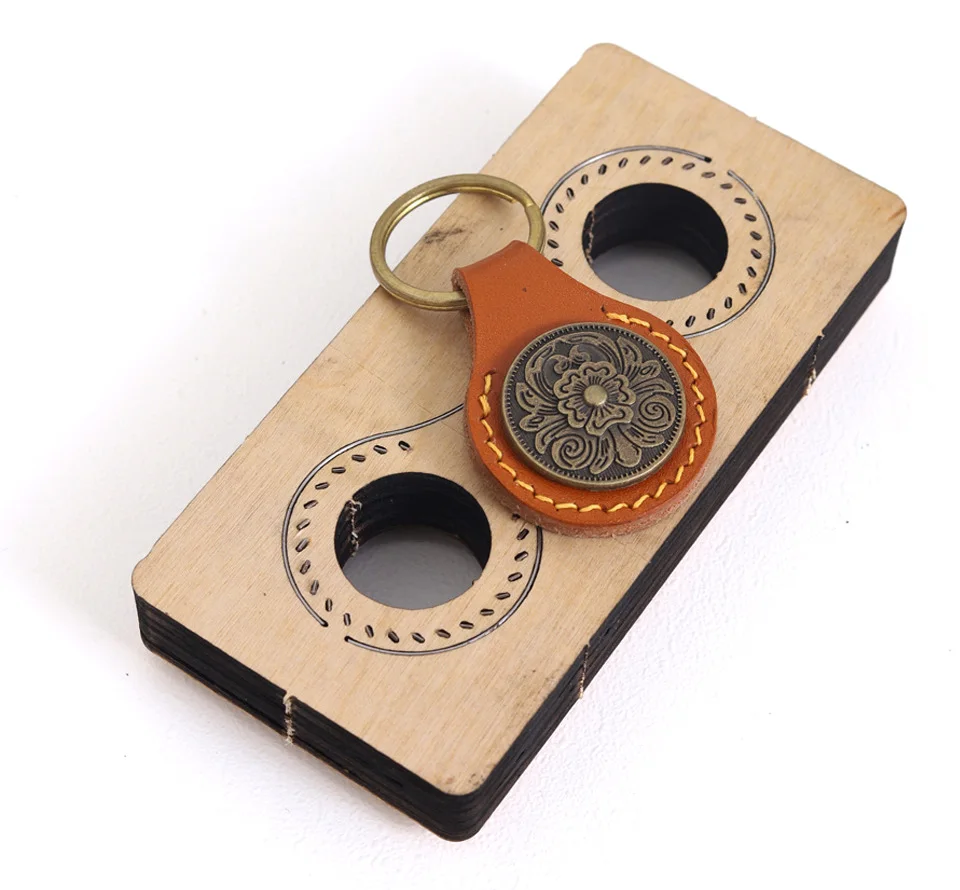 Description Picture 2 of itemLeather Cutting Die for Keychains Shapes Punching Mold DIY Leathercraft Project with Hole Cutter Key Ring Pendant Handmade Sharp