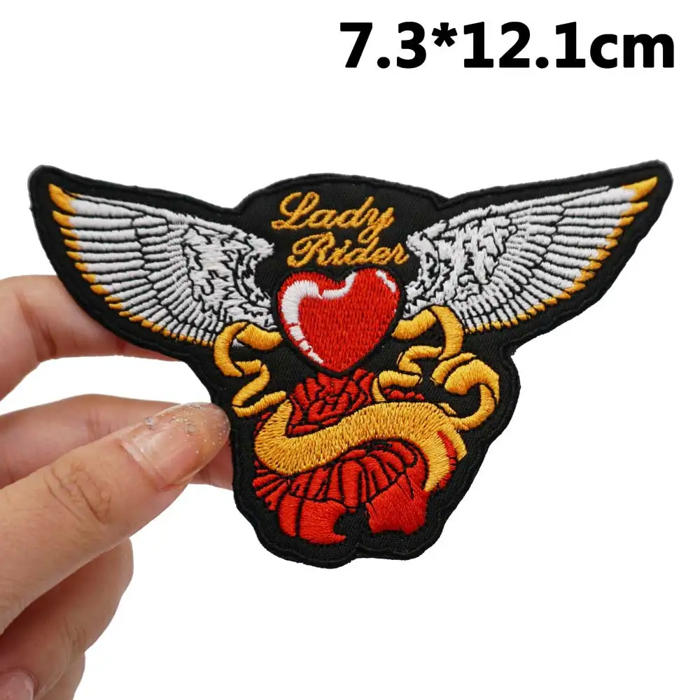 

Женские Байкерский значок вышитая аппликация, этикетка для шитья, панковские байкерские нашивки с крючком
