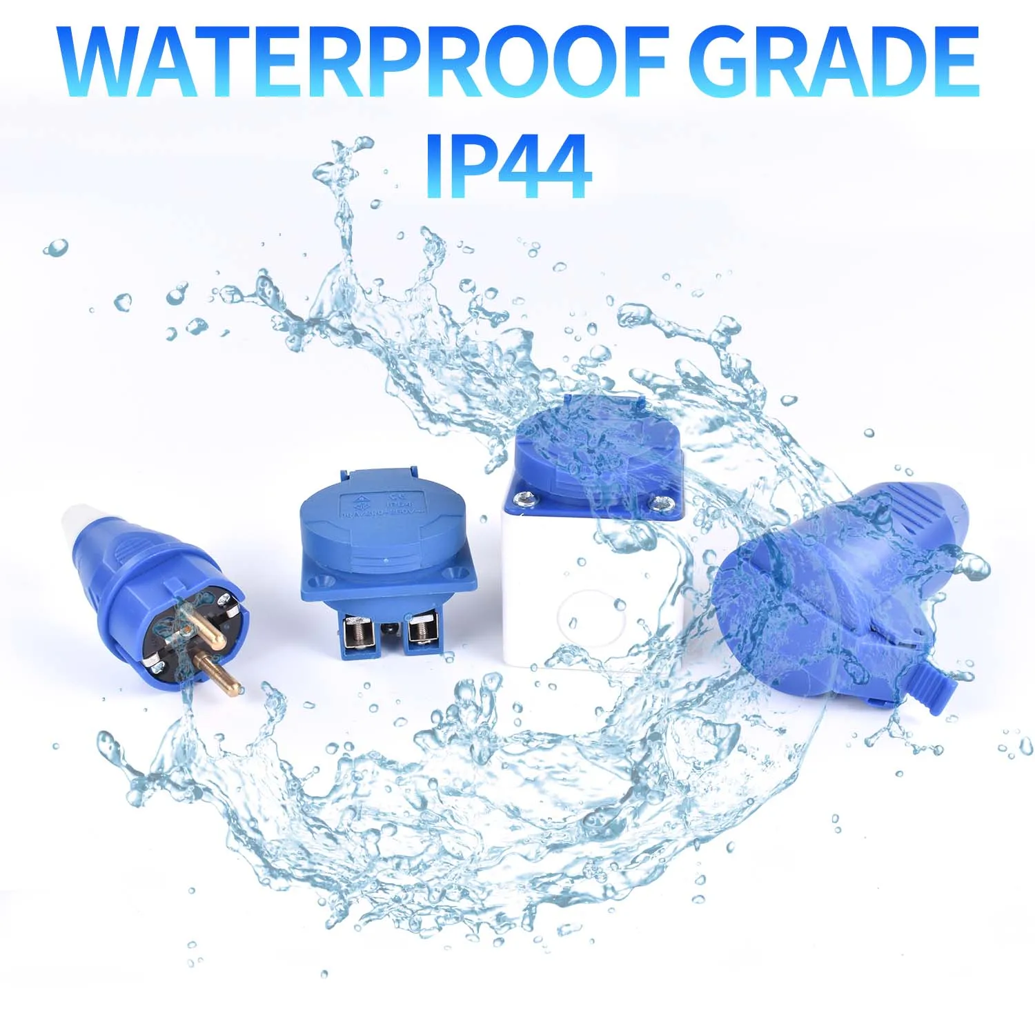 Durable Waterproof Industrial Plug and Socket - 16A, 2-Pin, IP44/IP54, Concealed/Wall Mounted, 200-250V