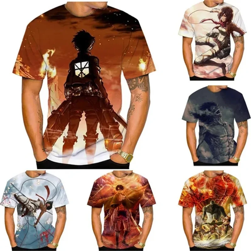 

Новейшая футболка с 3D принтом аниме атака на Титанов 2, забавные индивидуальные летние мужские и женские повседневные топы с коротким рукавом, графические футболки