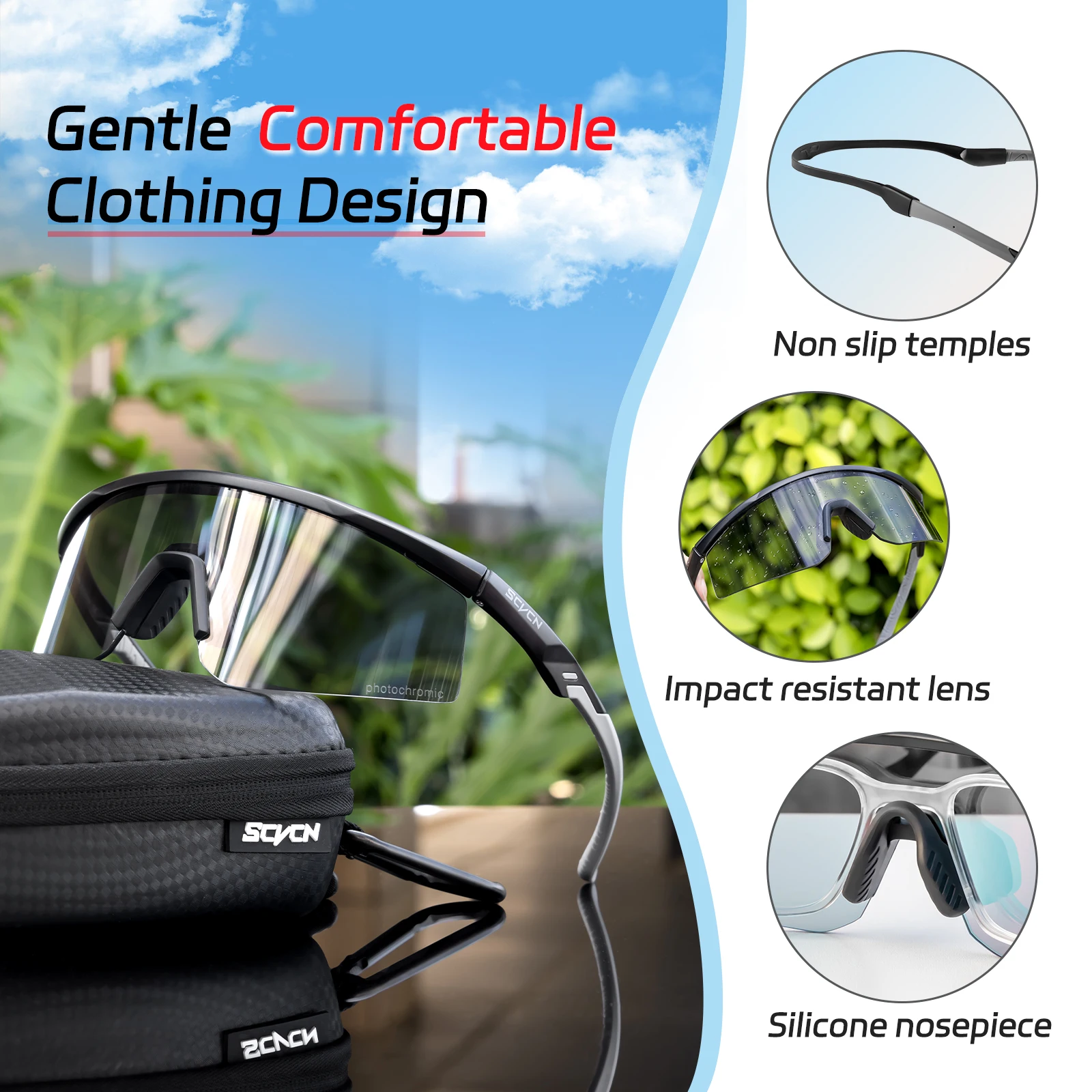 SCVCN New Outdoor Sports Cycling Photochromic Sunglasses MTB Glasses Bike Cycling UV400 Goggles Men Women Bicycle Hiking Eyewear