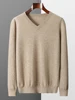 Yoyoselect High Quality Autumn Winter Men Cashmere Sweater V-neck Smart Casual Pullover 100% Cashmere Knitwear Luxury Soft Tops 3