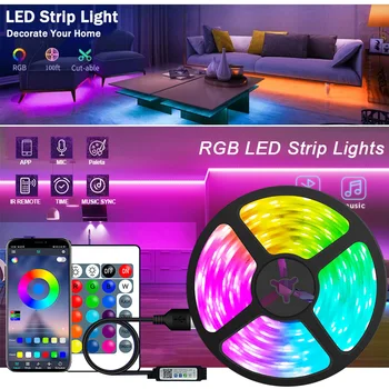 LED 스트립 조명 RGB 5050 와이파이 블루투스 제어, 5V USB LED 조명, 1-30m TV 백라이트, 방 장식, LED 다이오드, 유연한 리본 테이프