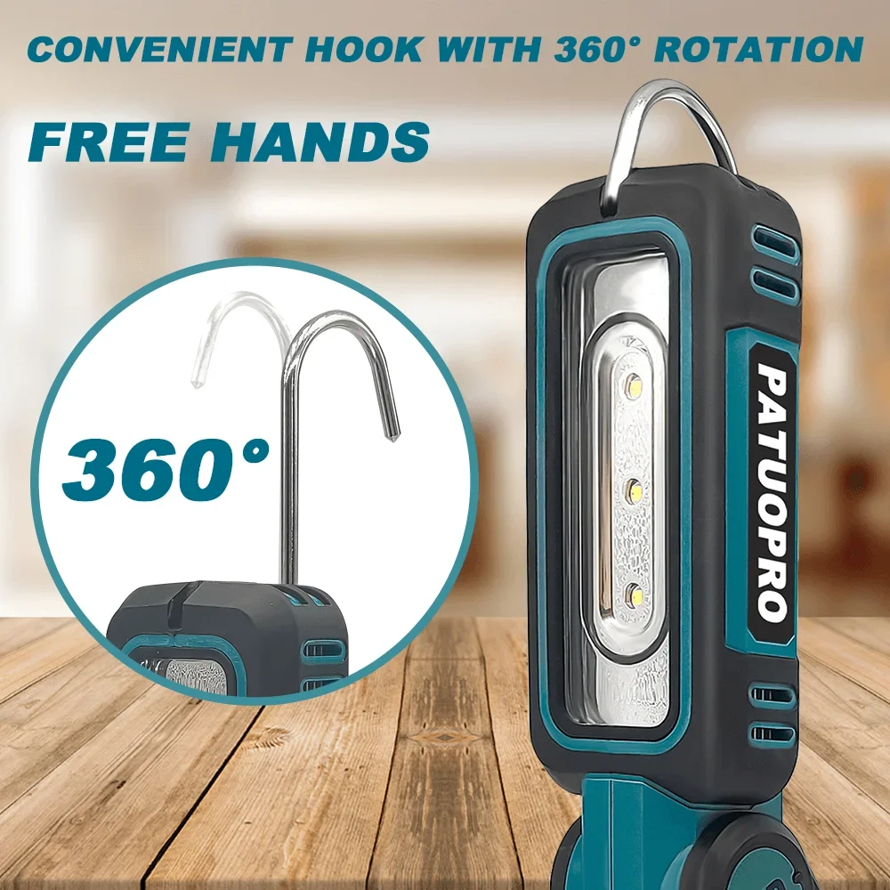 21V Cordless Foldable LED Flashlight Handheld Spotlight Degree Adjustable Jobsite Work Light For Makita 18V Battery (No Battery)