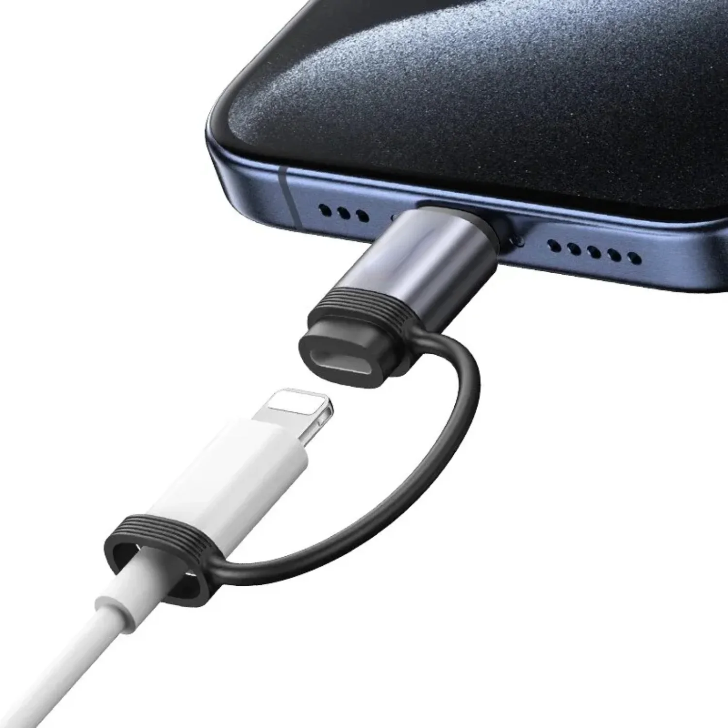 SJ677 Lightning To Type-C PD Aluminum Alloy Adapter IPhone15 Series Fast Charging Anti-loss Lanyard