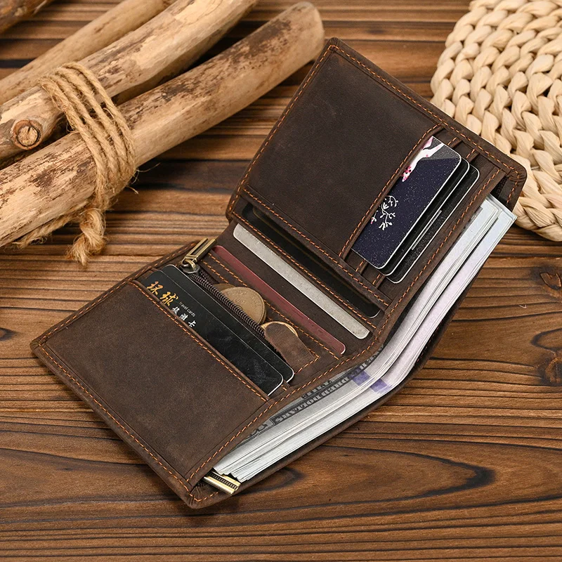 Leather Short Wallet Men Wallet Fashion Luxury Brand Male Bussiness Purse Coins Design Vintage Wallet Dropshipping Free Shipping