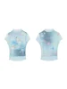 Blue fiti Print Me ort Sve Slim Fit T-irt Women Summer Y2K Cute Spicy f High Collar Thin Top Commute Sle